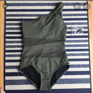 One piece olive green one piece swimsuit